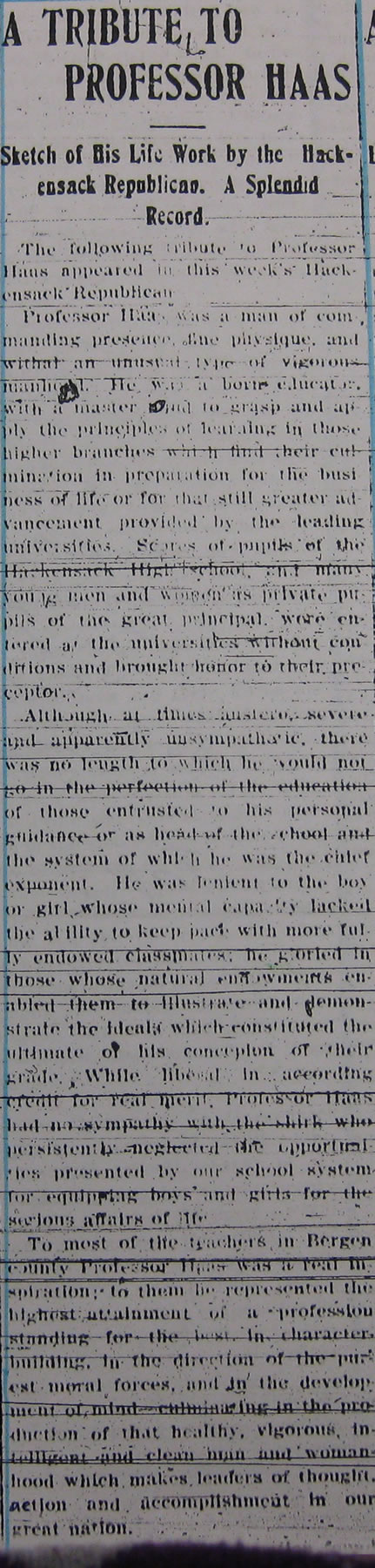 1 Bergen County Record January 6, 1906 Tribute1
